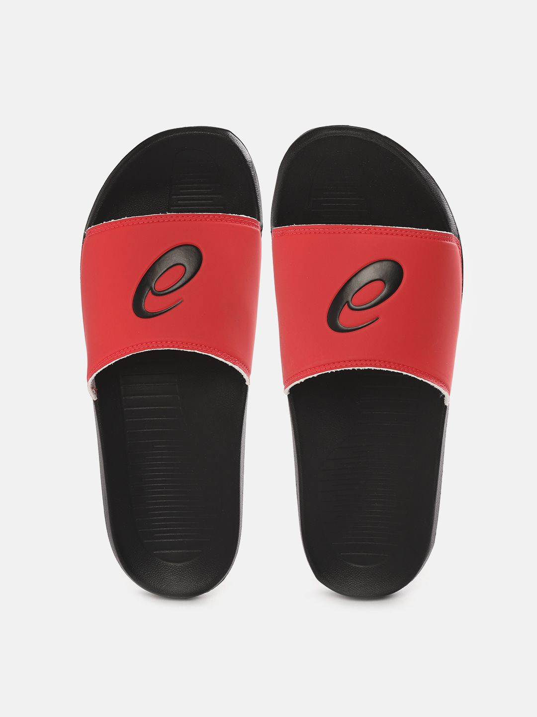 ASICS Unisex Red & Black Brand Logo Embossed Sliders Price in India