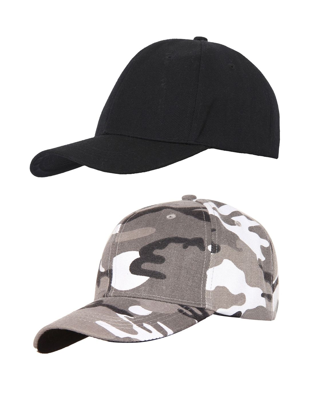 FabSeasons Unisex Set Of 2 Black & Grey Printed Baseball Cap Price in India