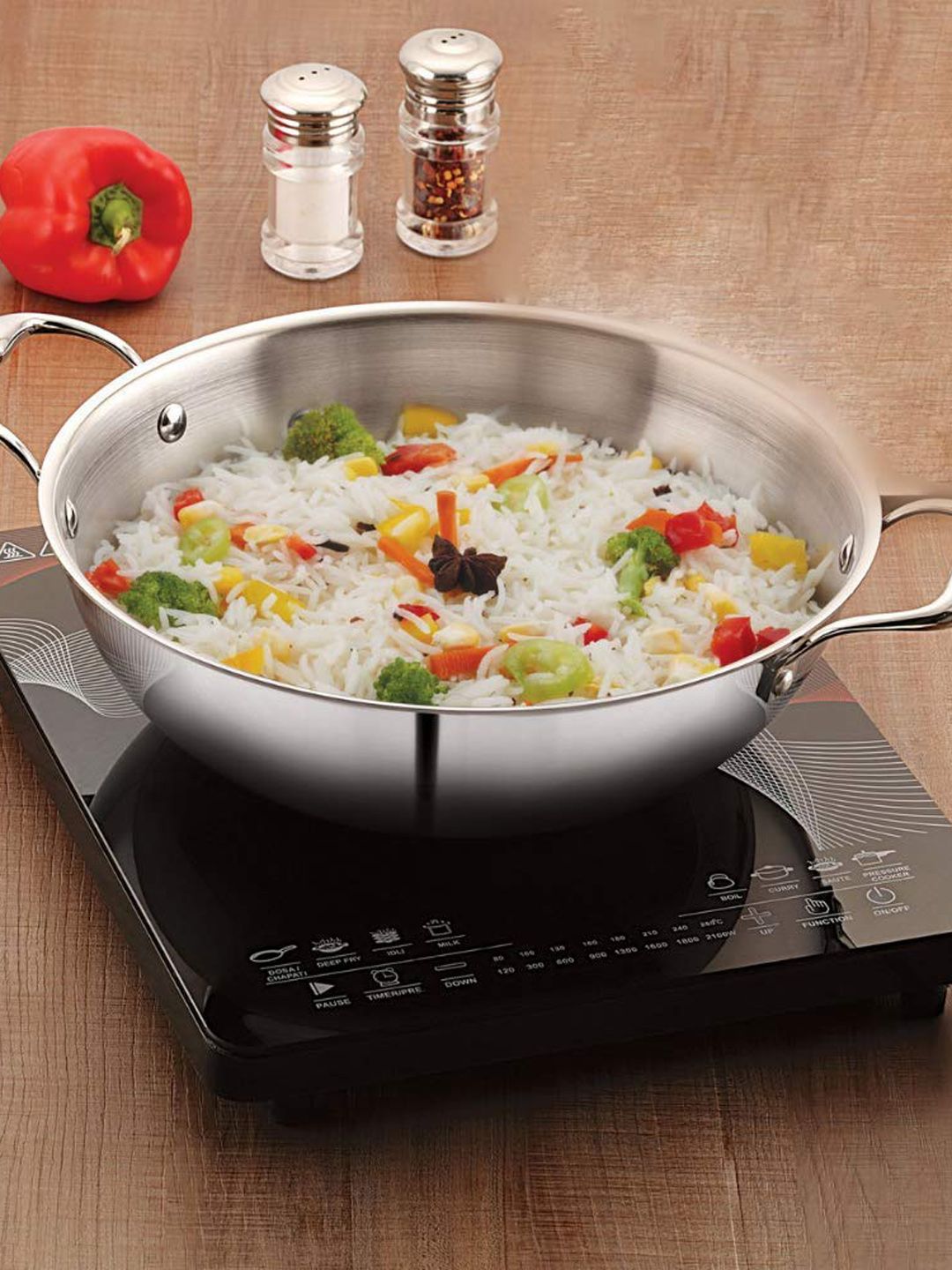 Femora Induction Safe Zero Coating Stainless Steel Tri-ply Deep Frying Pan Price in India