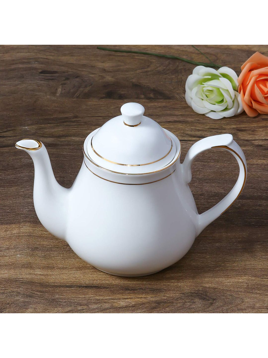 Femora White Solid Indian Ceramic Fine Bone China Tea Kettle Price in India