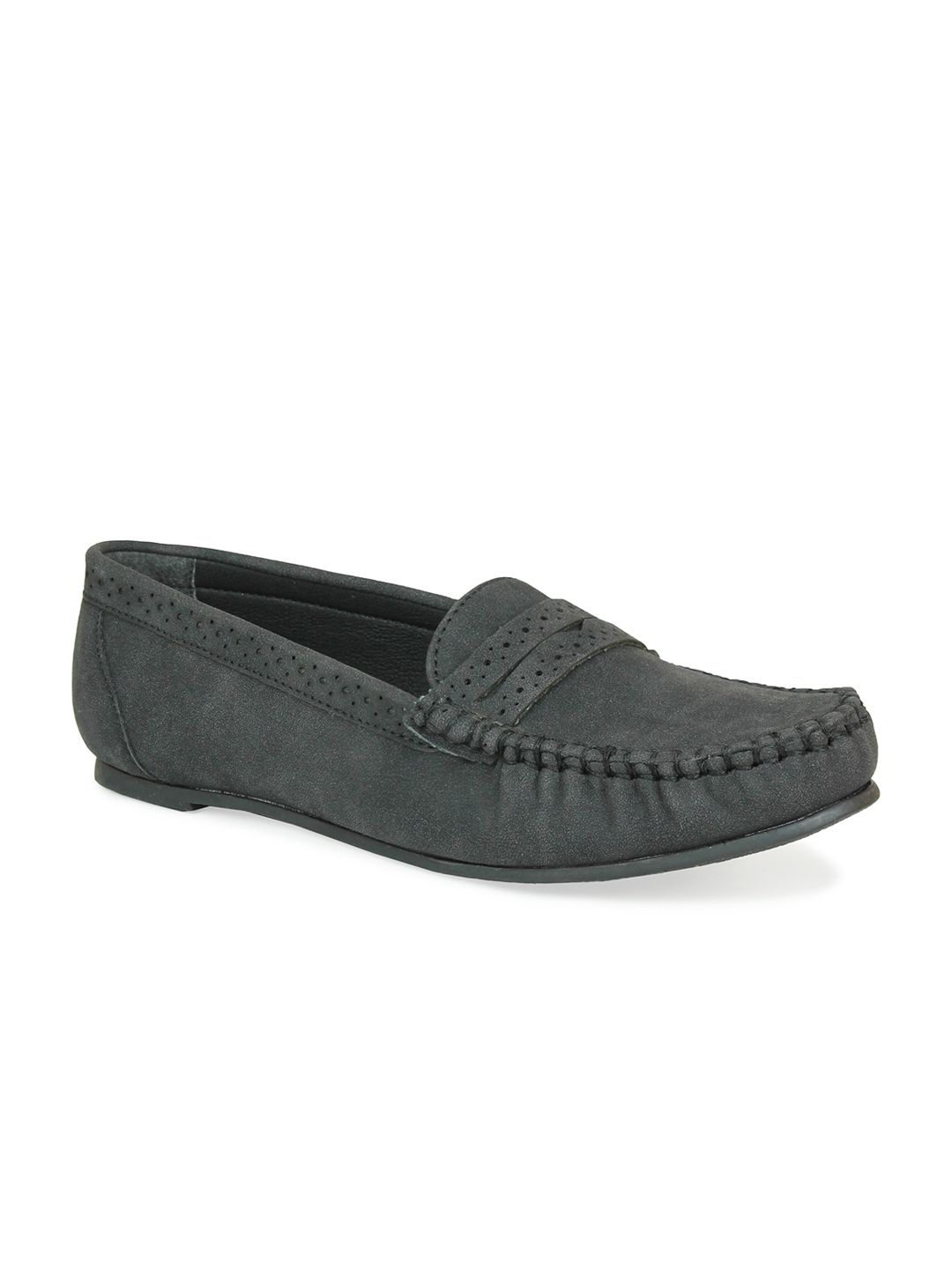 DESIGN CREW Women Black Solid Penny Loafers Price in India