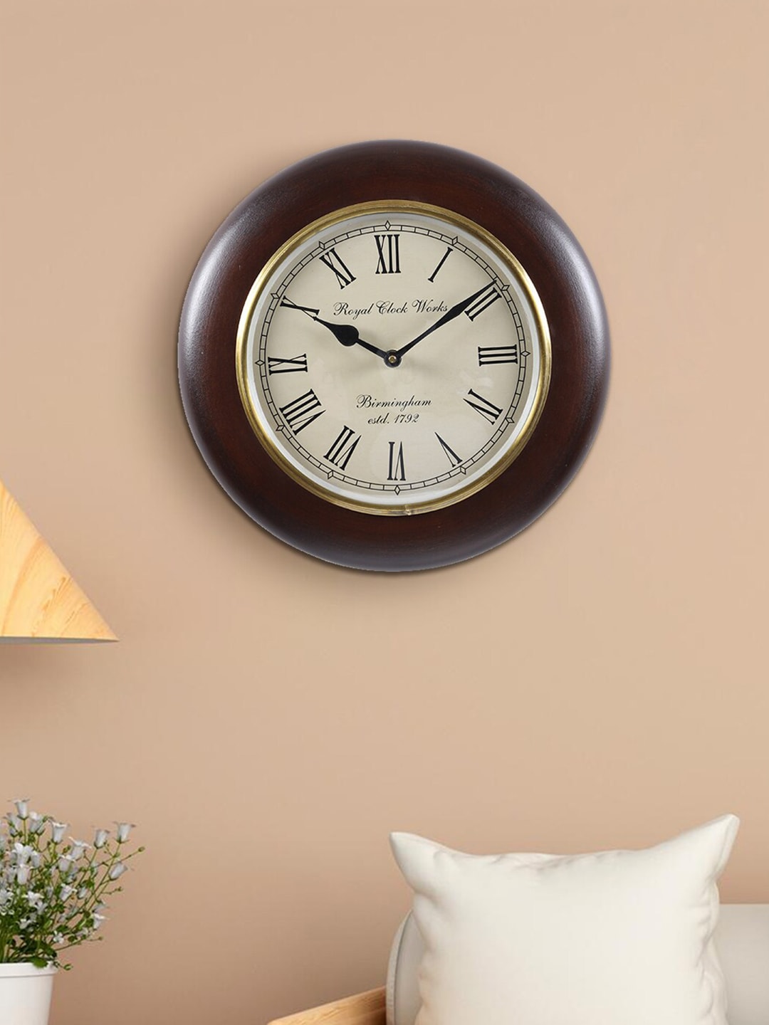 Aapno Rajasthan Brown Round Analogue Wall Clock Price in India