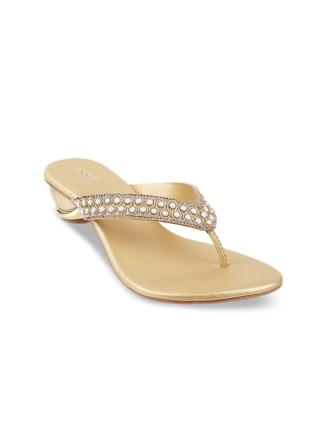 Mochi Gold-Toned Block Sandals Price in India