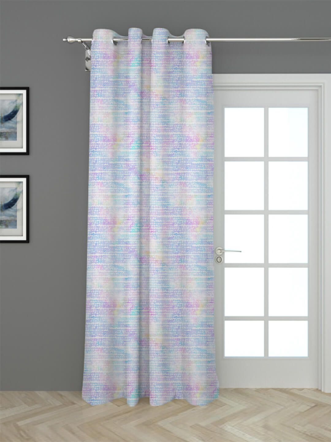 HOUZZCODE Multi-Colored Abstract Blackout Single Door Curtain Price in India