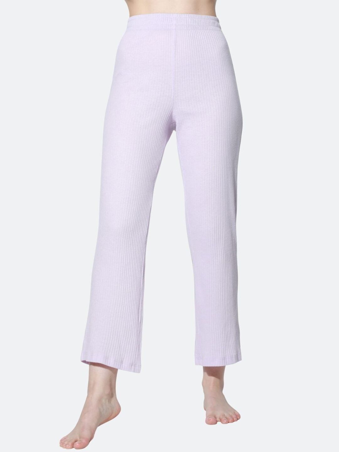 Silvertraq Women Lavender Striped Lounge Pants Price in India