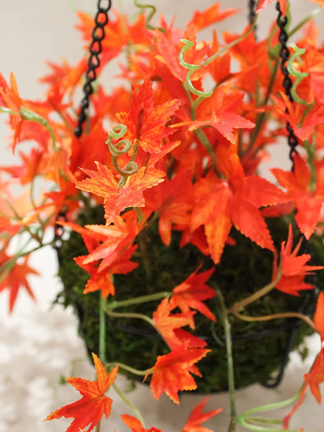 PolliNation Orange Artificial Hanging Creeper with Hanging Metal Stand Price in India