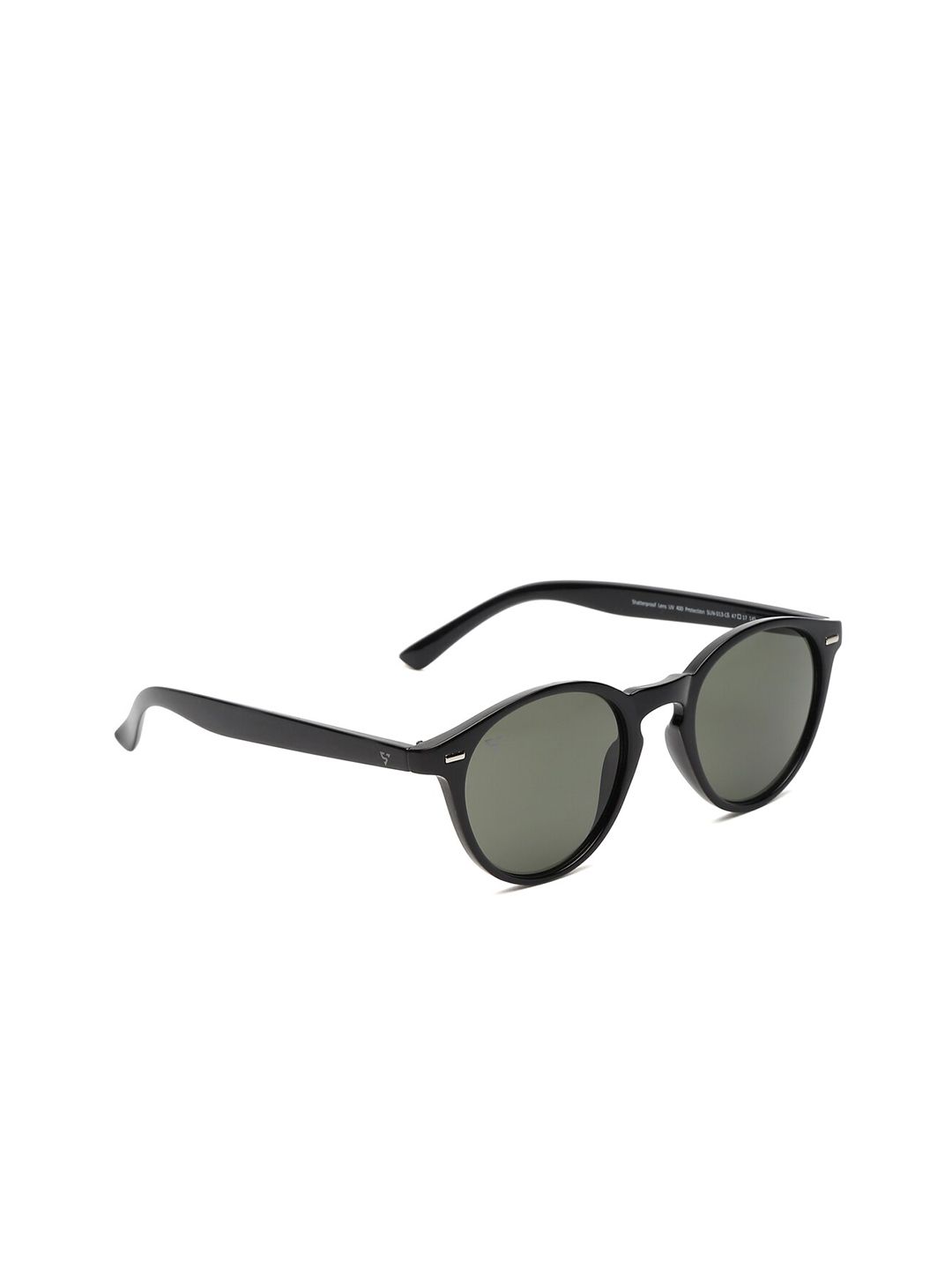 SUNNIES Unisex Green Lens & Black Round Sunglasses with UV Protected Lens SUNNIES-013-C6