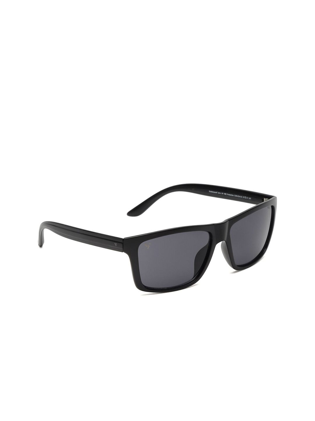 SUNNIES Unisex Grey Lens & Black Rectangle Sunglasses with UV Protected Lens