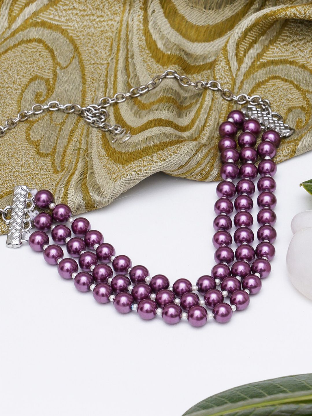 KARATCART Purple Beaded Choker Necklace Price in India