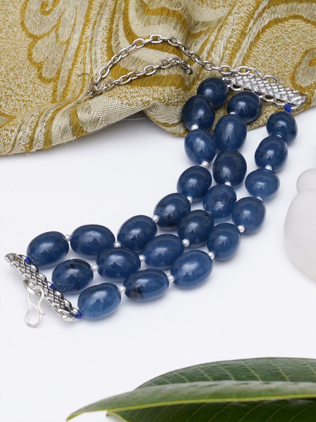 KARATCART Women Blue Kundan Silver-Plated Multistrand Bracelet Price in India