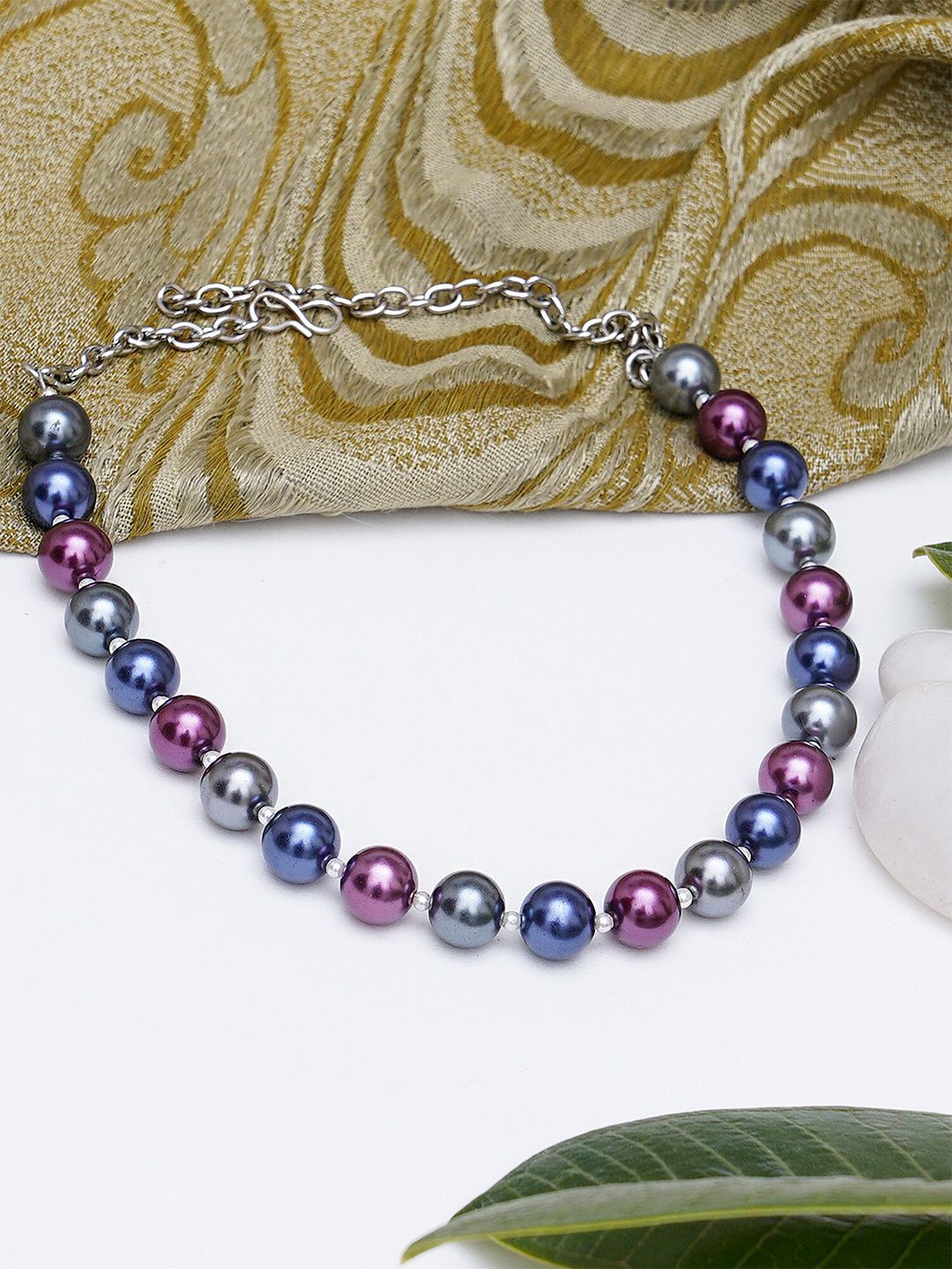 KARATCART Blue & Purple Beaded Necklace Price in India