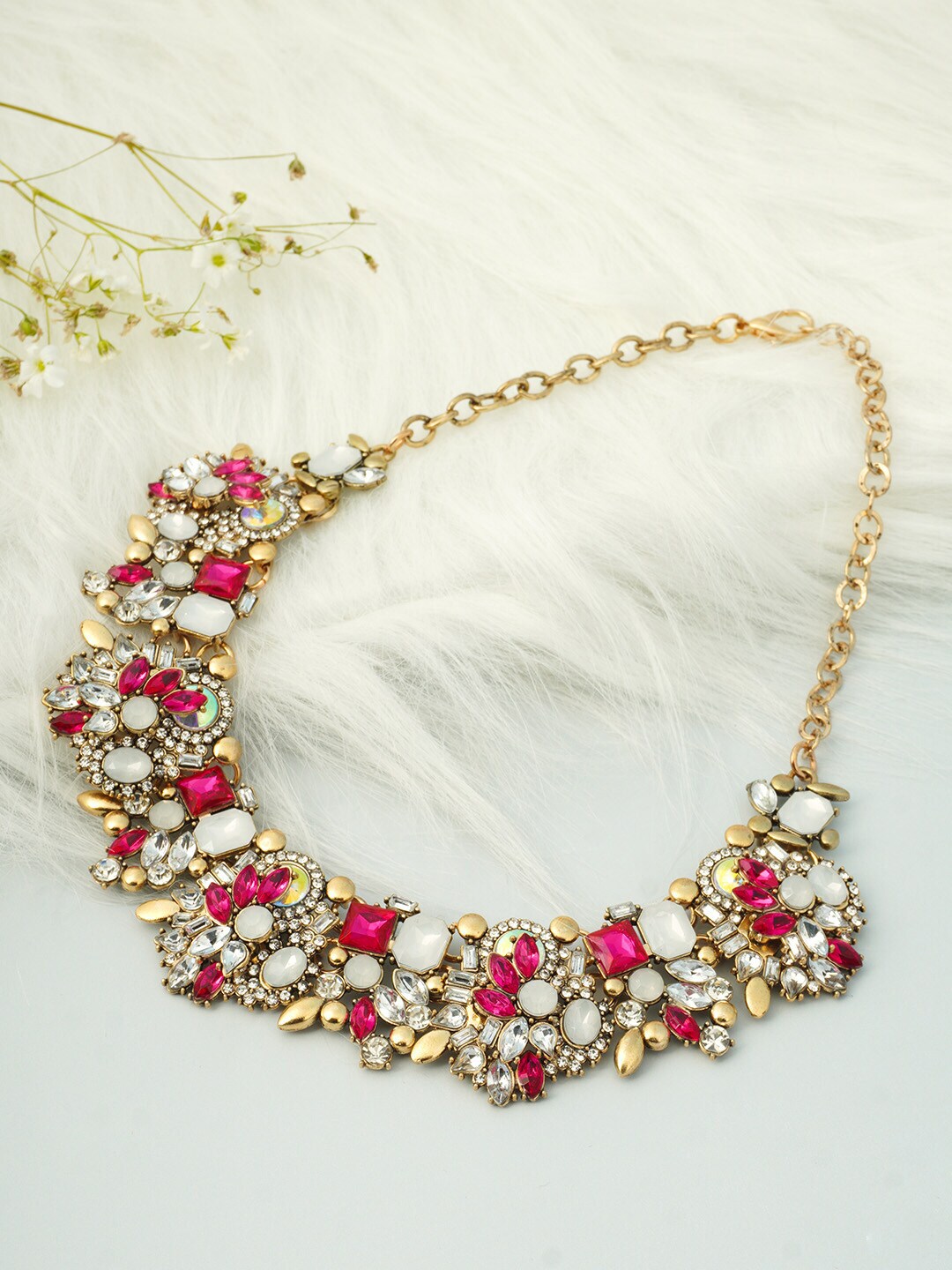 Ferosh Pink & Gold-Toned Necklace Price in India