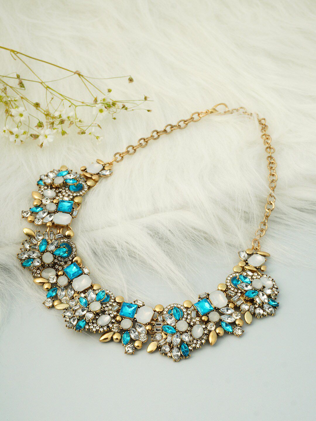 Ferosh Blue & Gold-Toned Necklace Price in India
