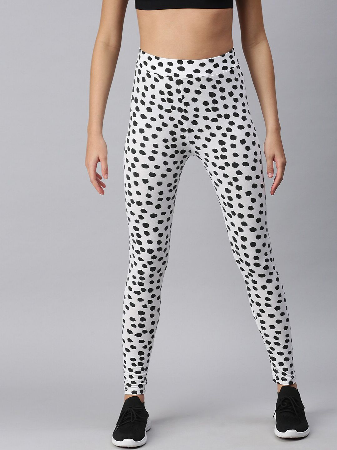 De Moza Women Black & White Printed Tights Price in India