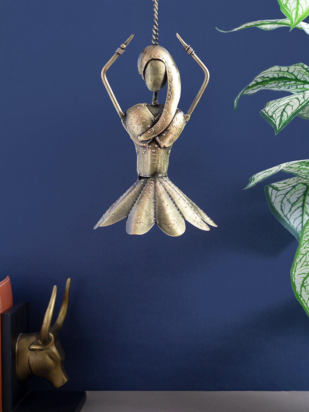Golden Peacock Gold-Toned Dancing Doll Wall Hanging Decor Price in India