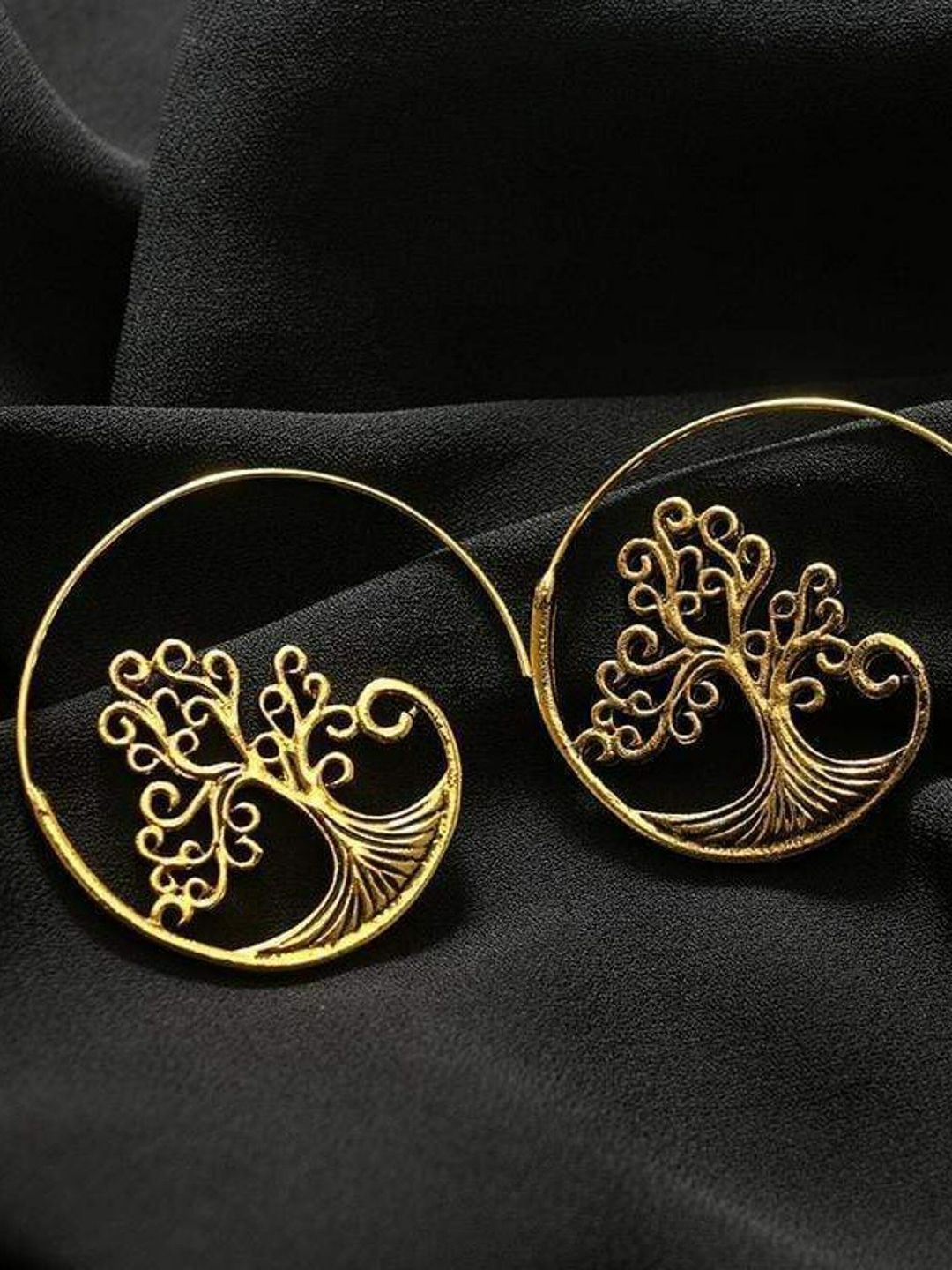 EL REGALO Gold-Toned Circular Hoop Earrings Price in India