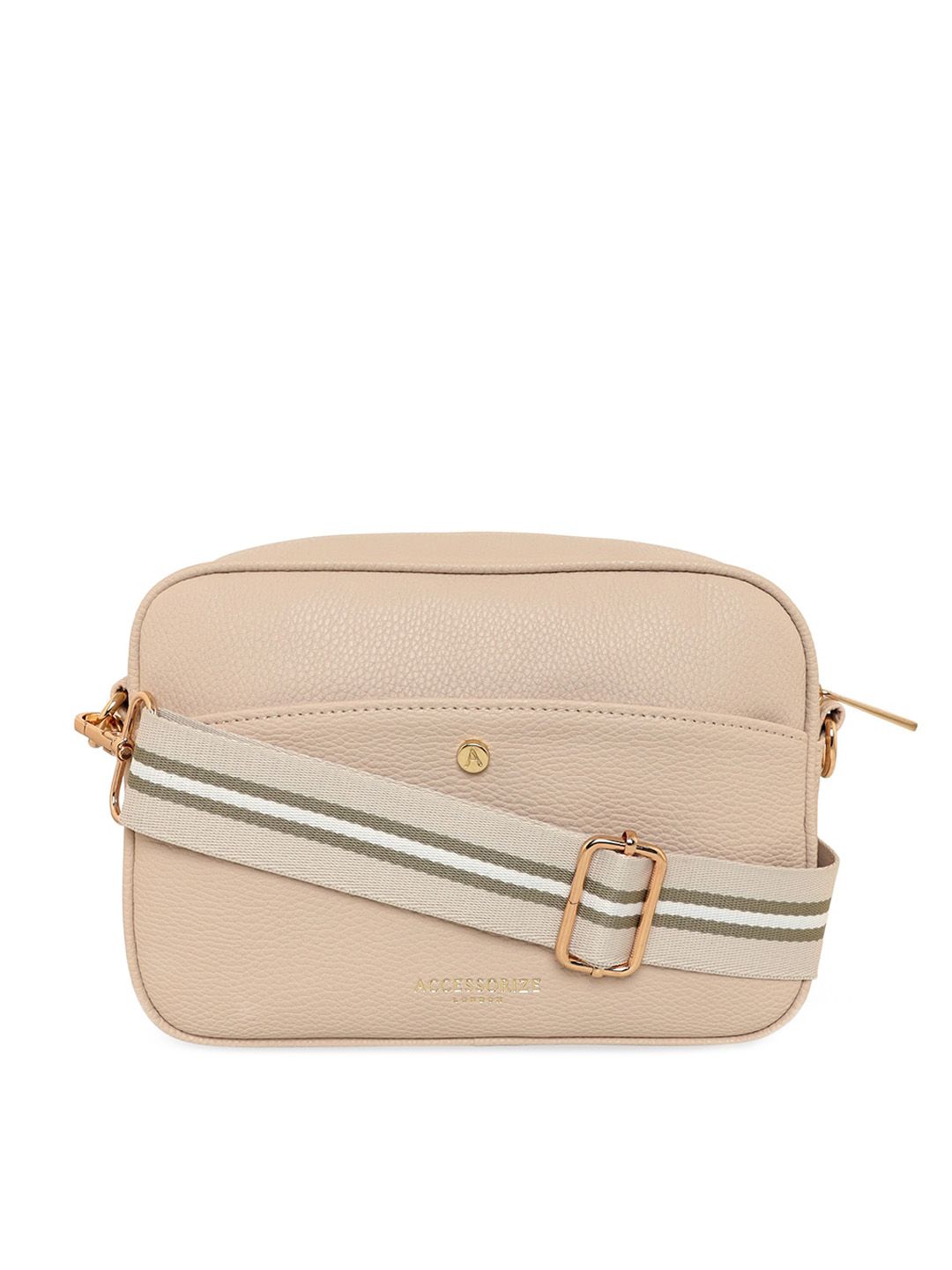 Accessorize Nude-Coloured PU Structured Sling Bag Price in India