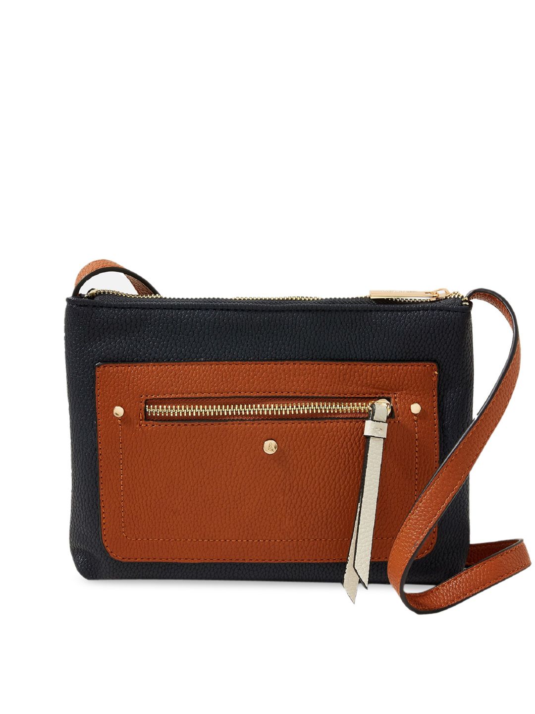 Accessorize Black & Brown Colourblocked Sling Bag Price in India