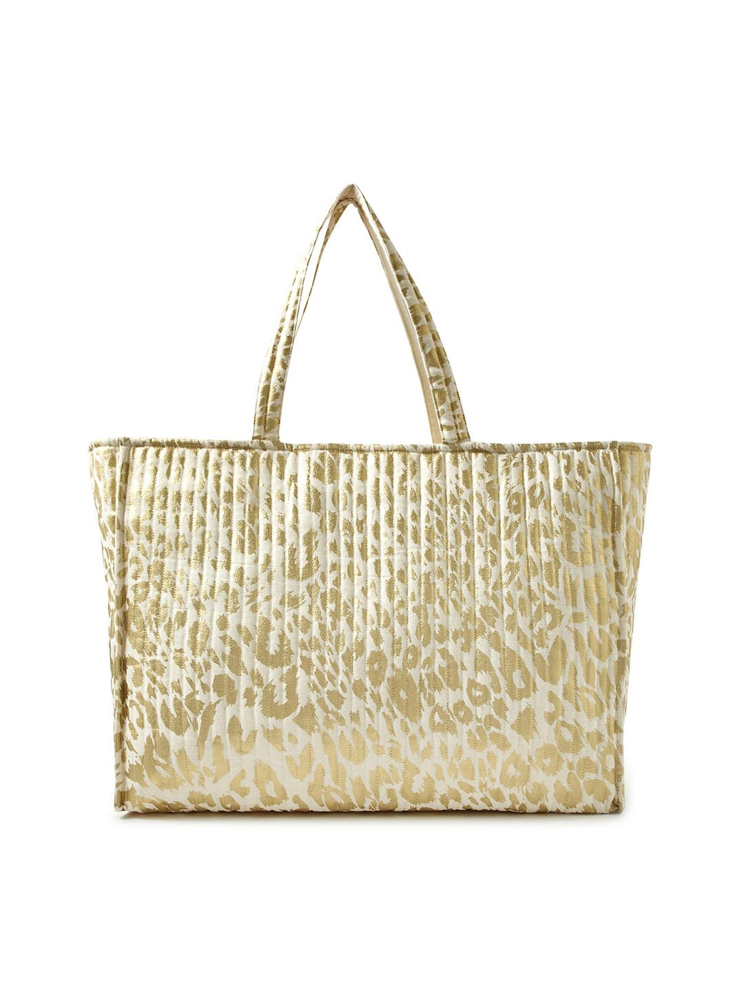 Accessorize Cream-Coloured Printed Oversized Shopper Tote Bag with Tasselled Price in India