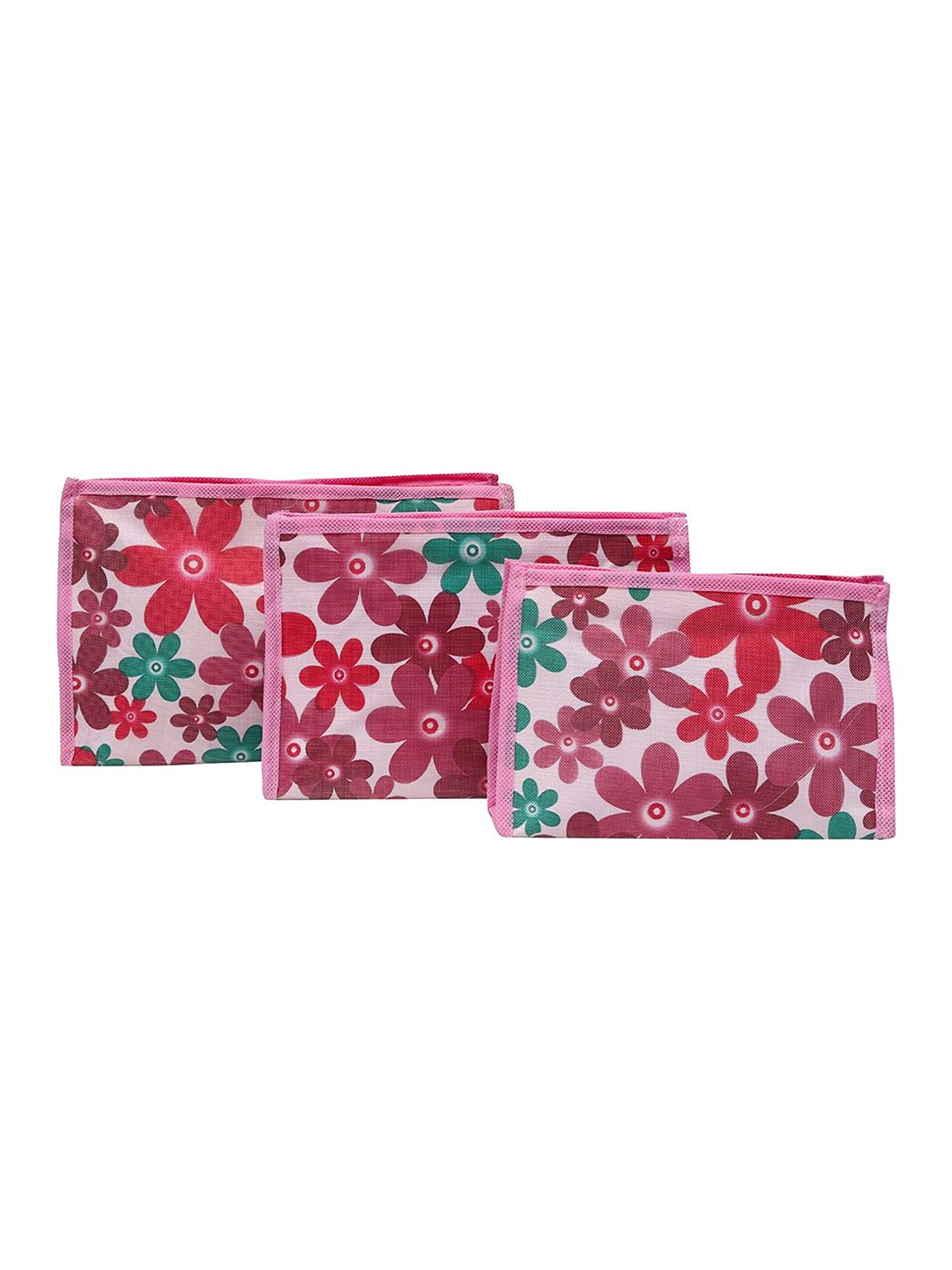 atorakushon Pink Pack of 3 Printed Jewellery Organizers Price in India