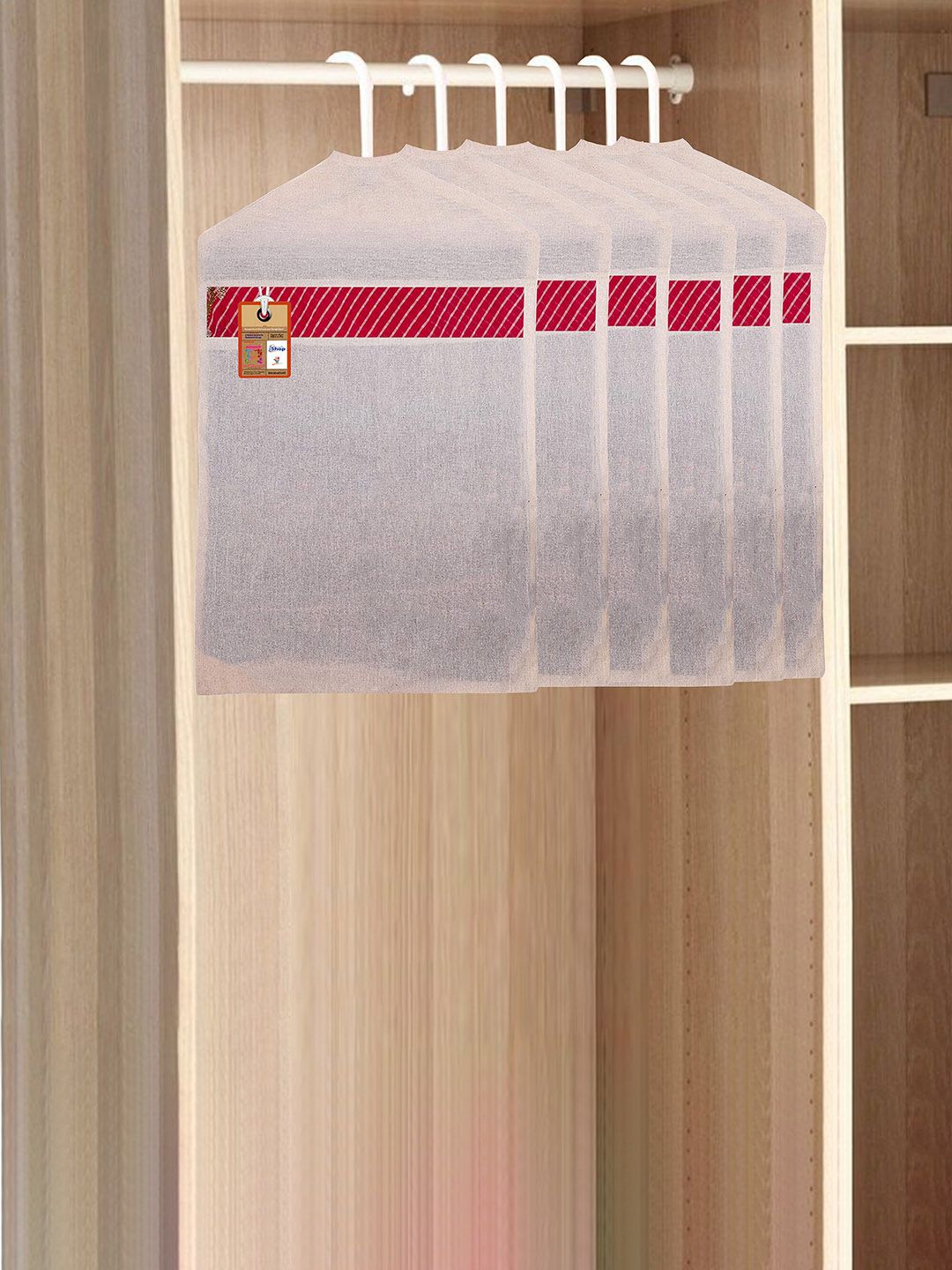 atorakushon Set of 3 Off-White Cotton Hanging Saree Covers Price in India