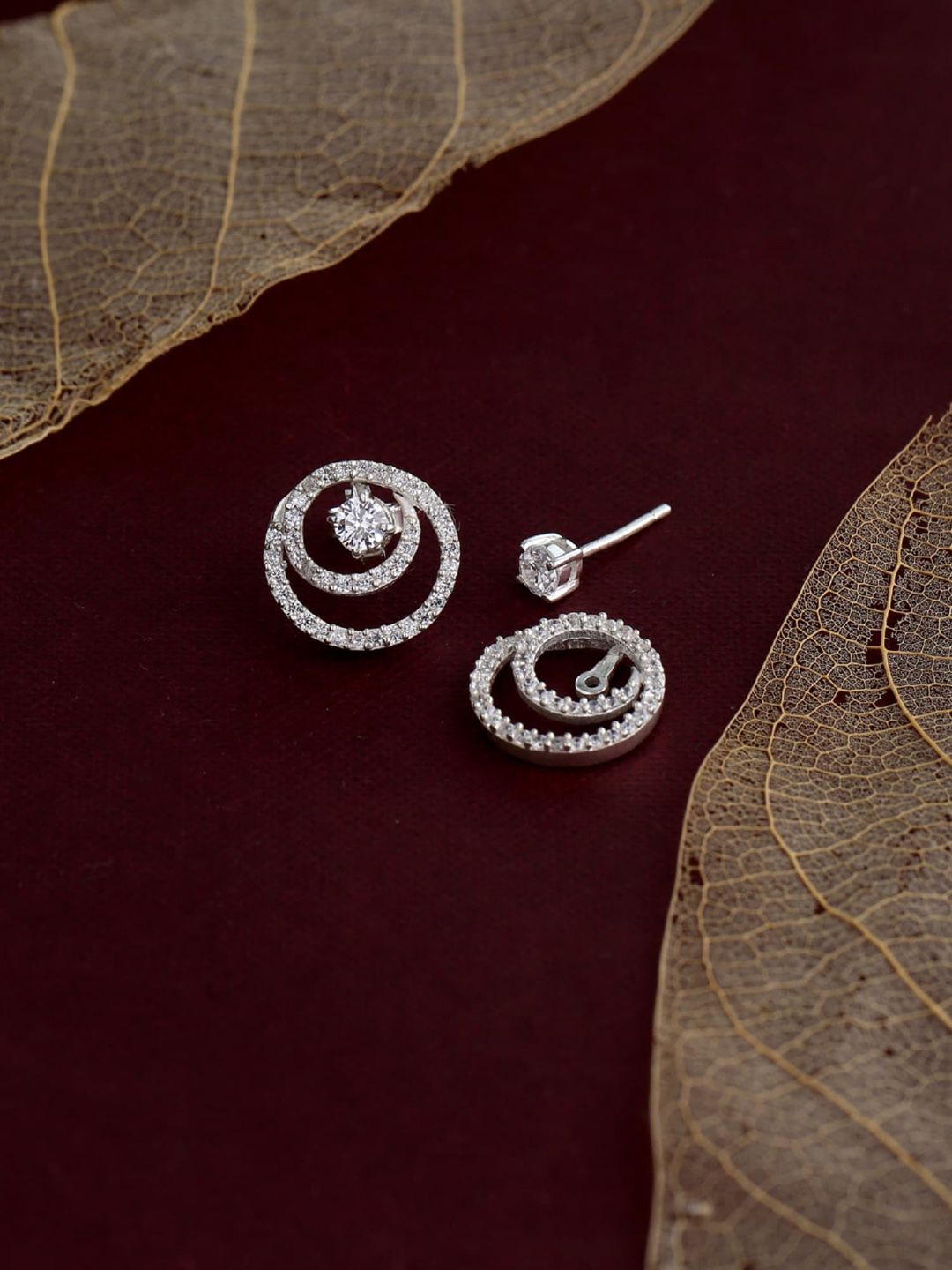 Hiara Jewels Silver-Toned Contemporary Studs Earrings Price in India