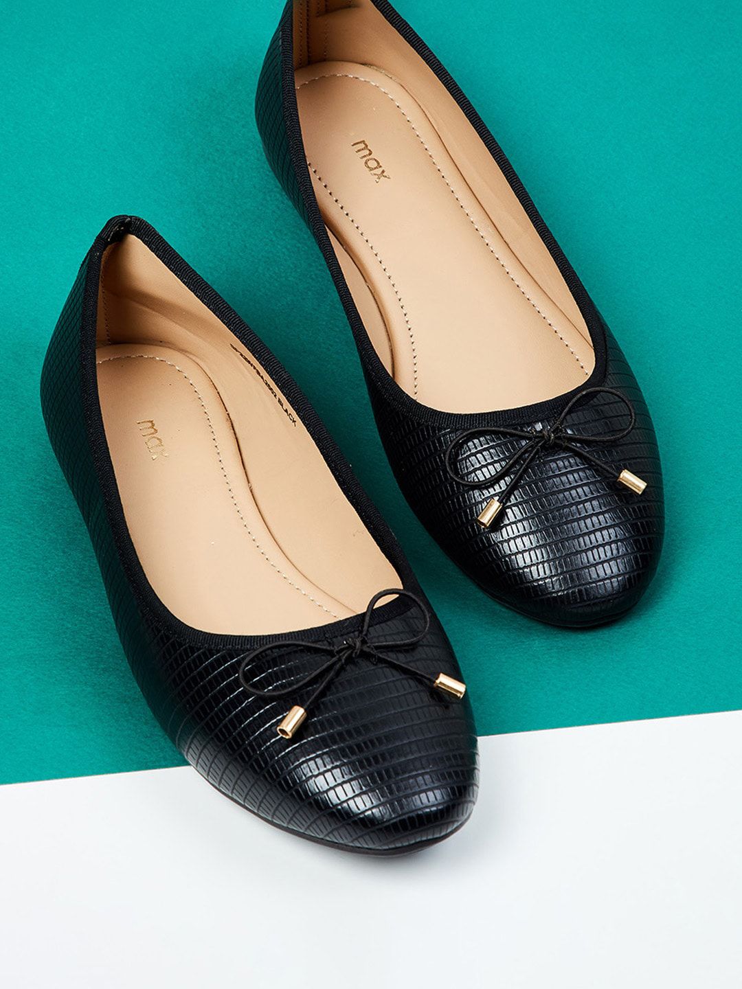 max Women Black Ballerinas Flats Price in India