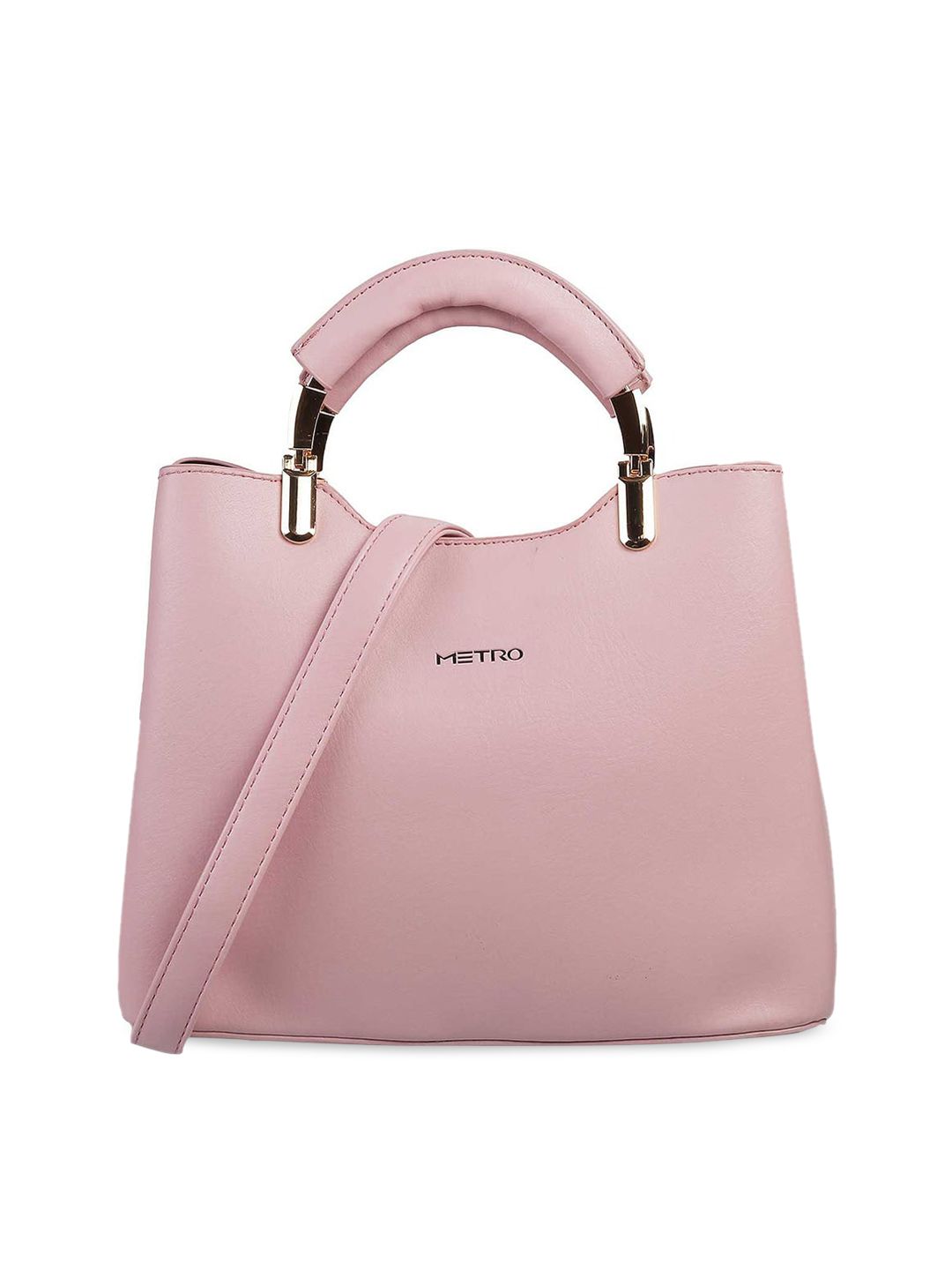 Metro Pink Solid PU Shopper Handheld Bag Price in India