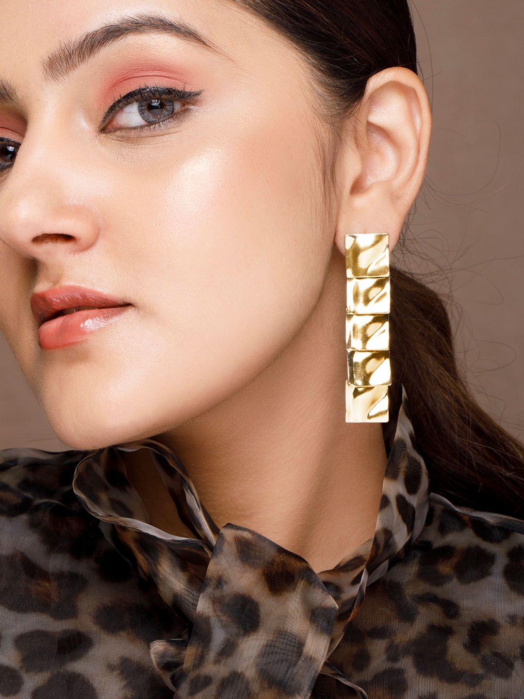 TOKYO TALKIES X rubans FASHION ACCESSORIES Gold-Toned Geometric Drop Earrings Price in India