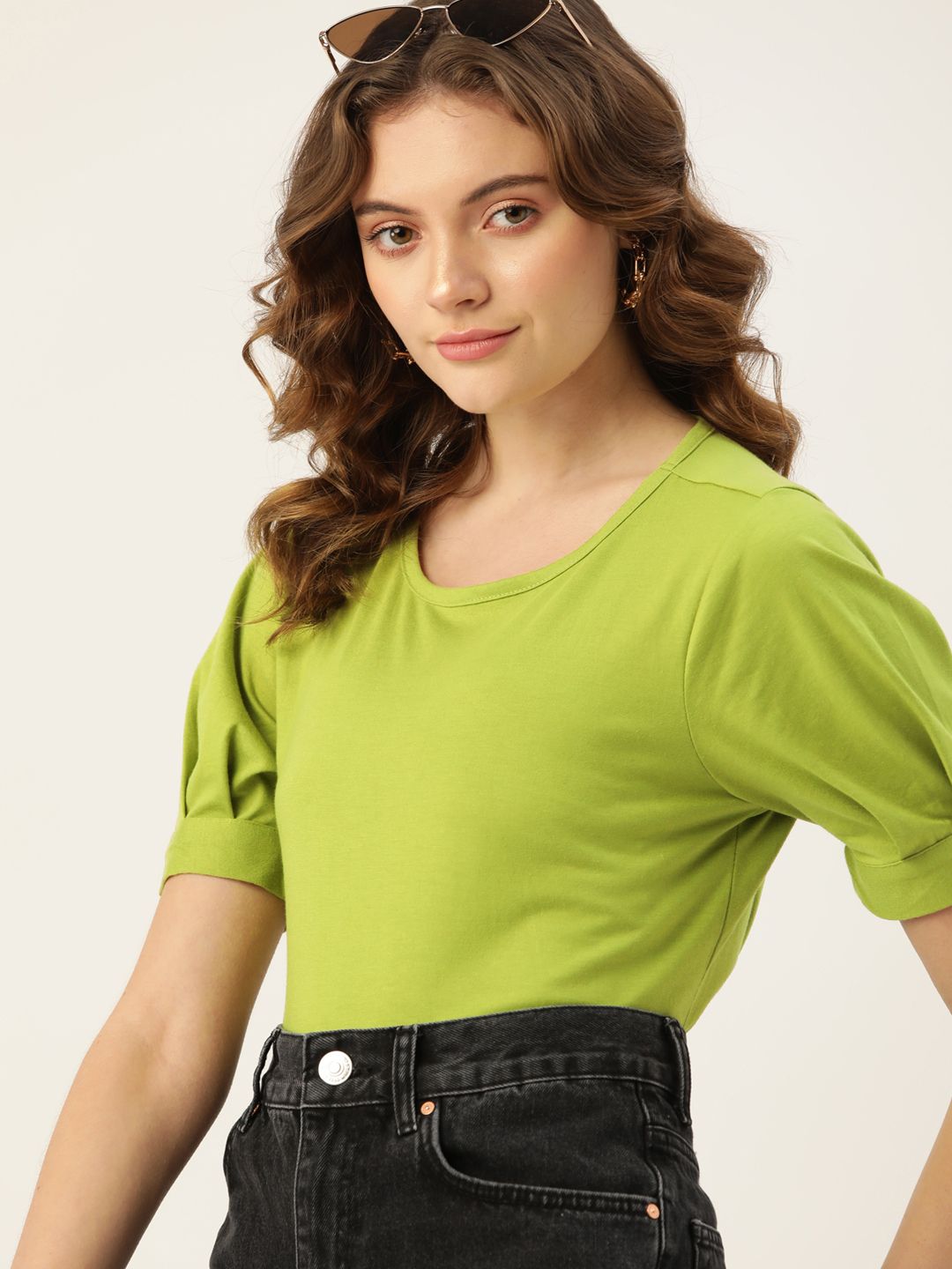 DressBerry Women Green Solid Top Price in India