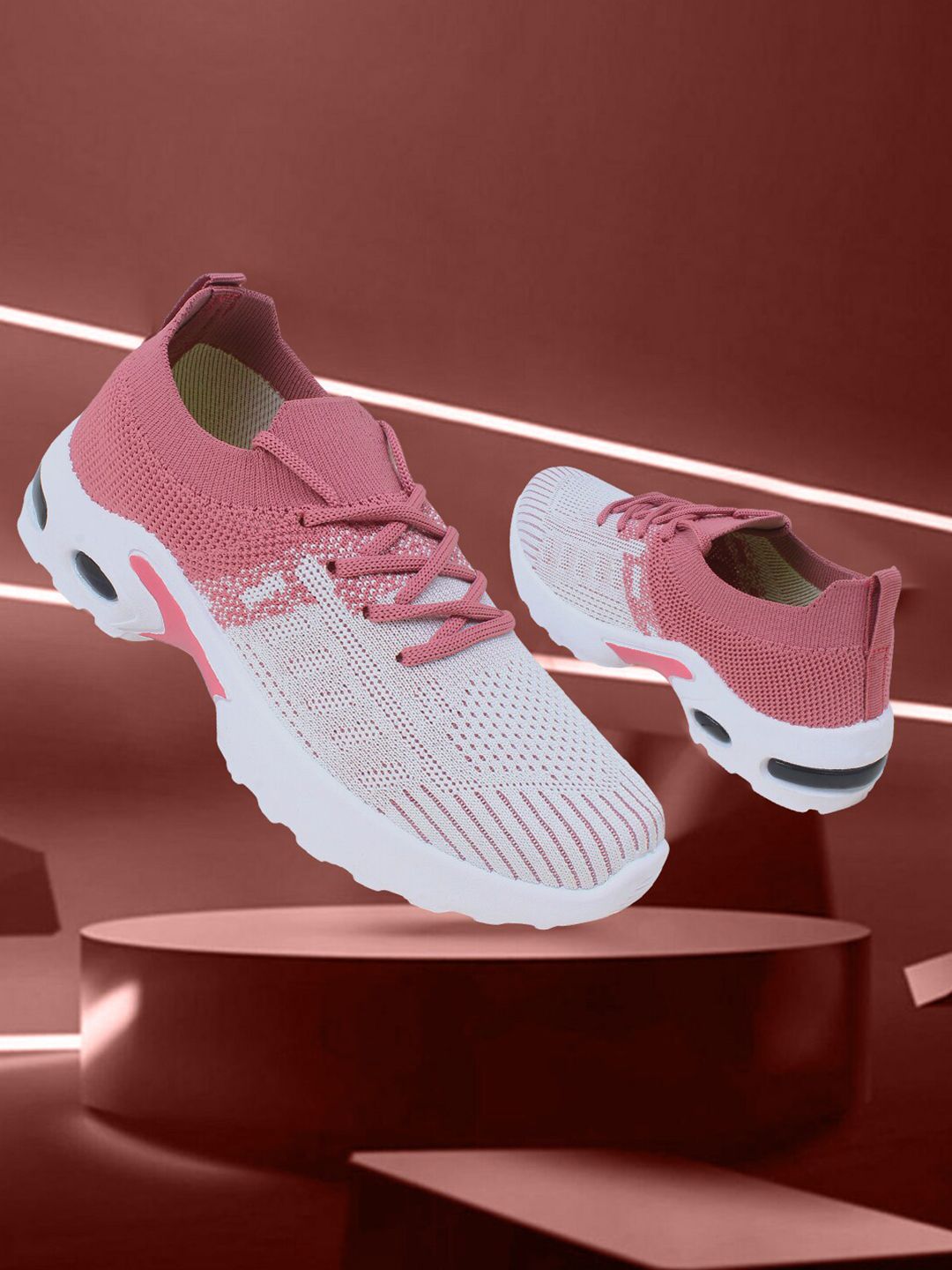 Champs Women White & Red Mesh Running Non-Marking Shoes Price in India