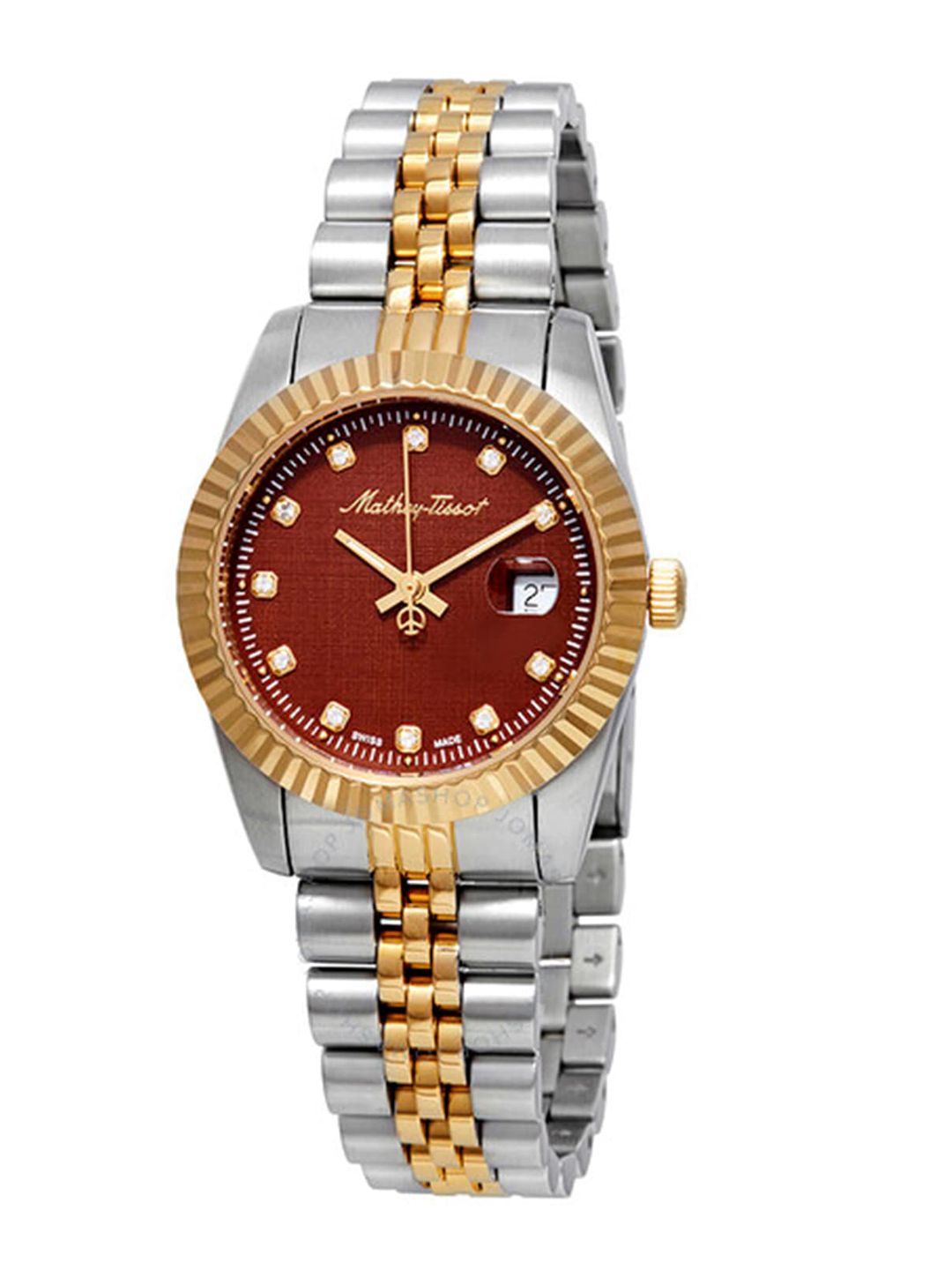 Mathey-Tissot Women Brown Embellished Dial & Silver Stainless Steel Bracelet Straps Watch Price in India