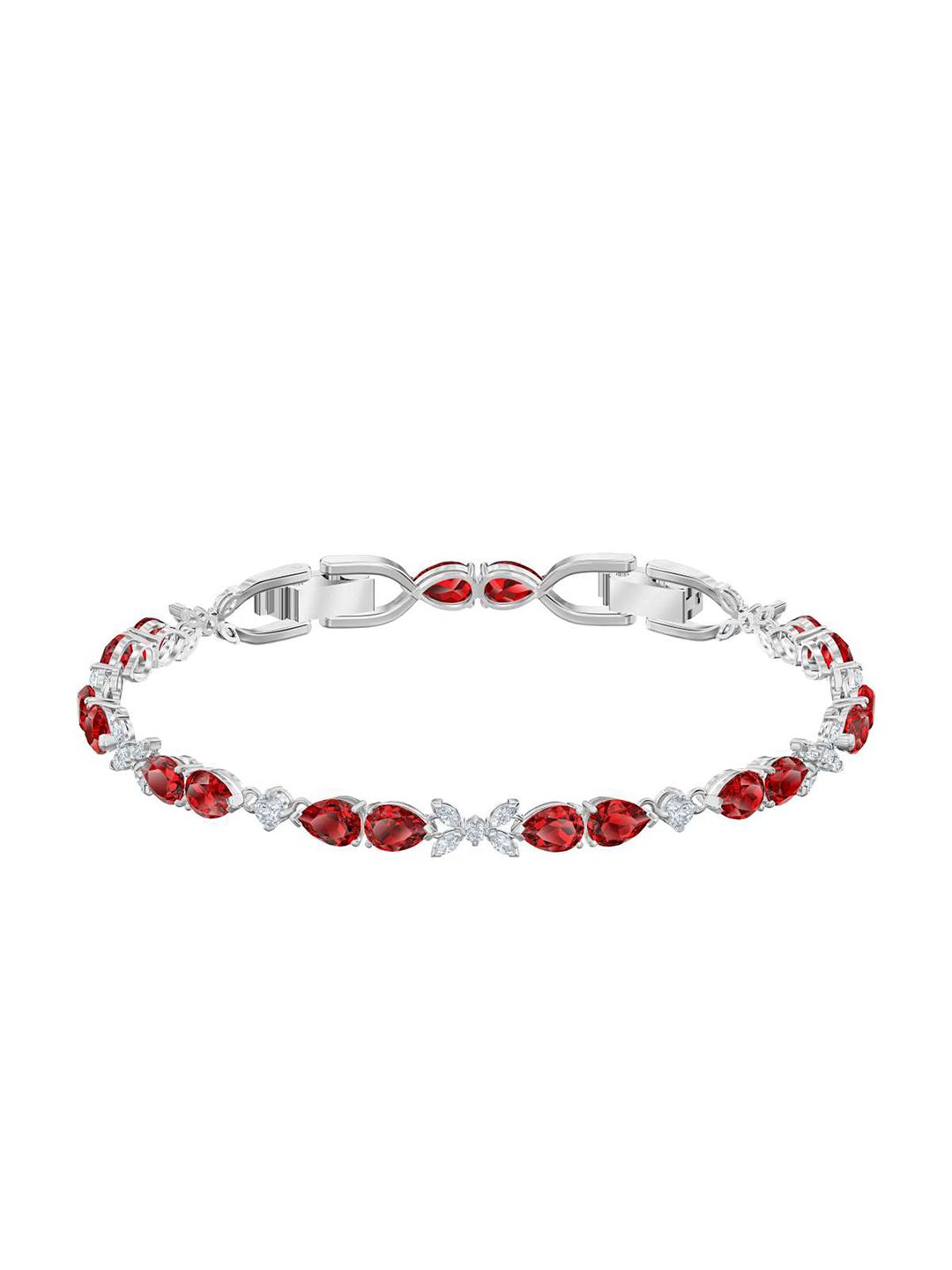 SWAROVSKI Women Red Crystals Rhodium-Plated Wraparound Bracelet Price in India