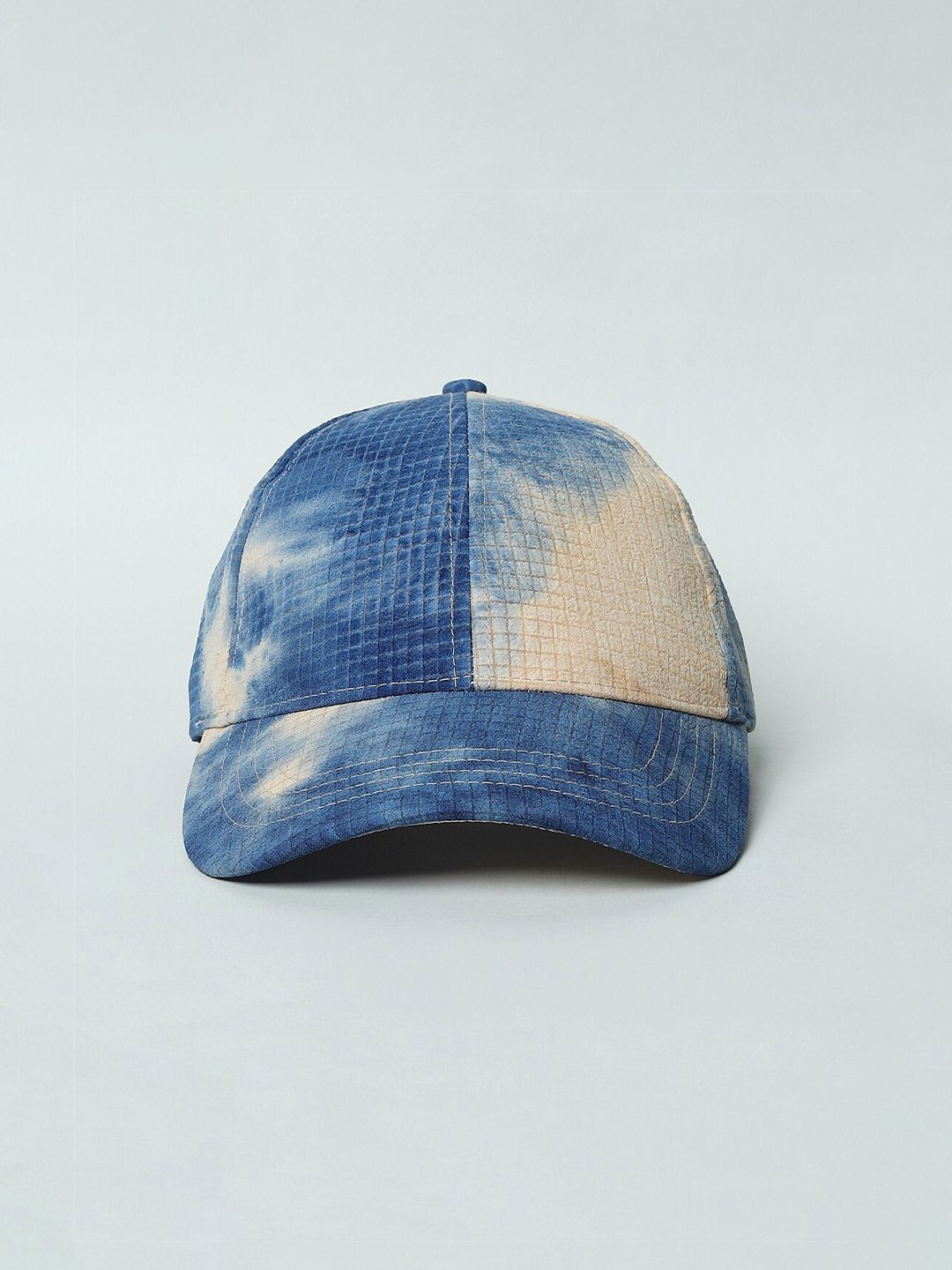 ONLY Women Blue & Beige Colourblocked Baseball Cap Price in India