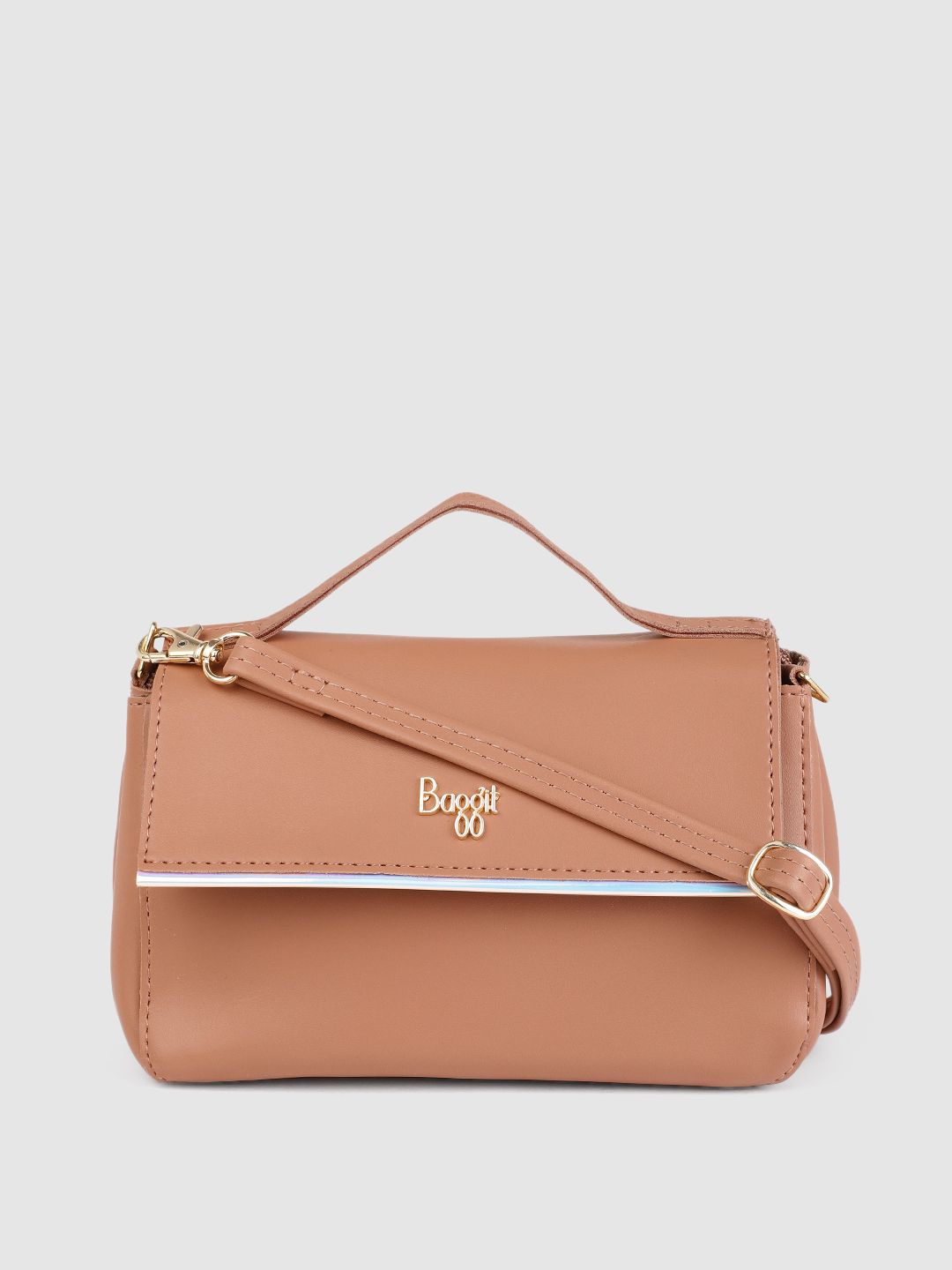 Baggit Peach Pink Solid Regular Structured Handheld Bag Price in India