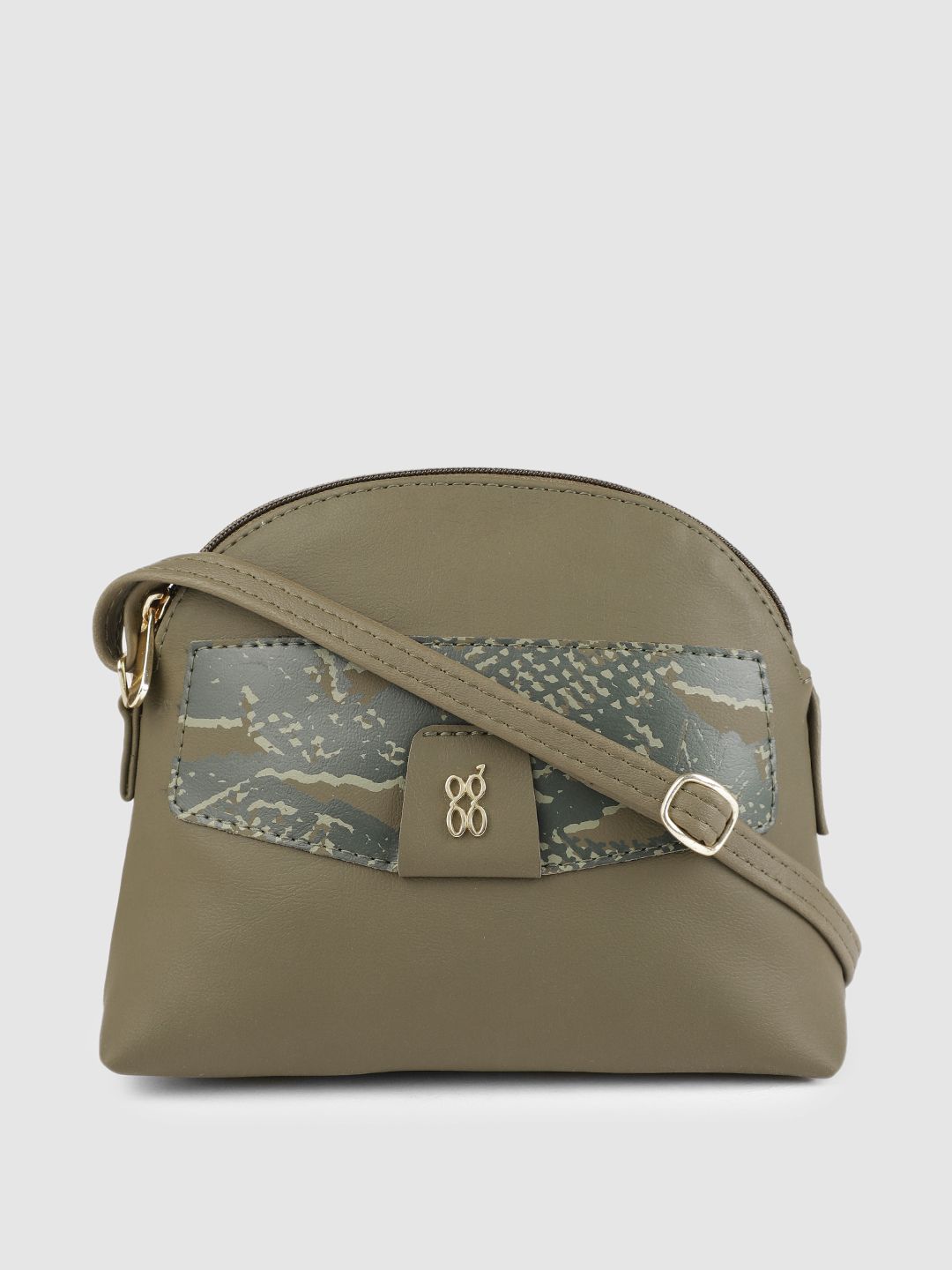 Baggit Olive Green Solid Structured Sling Bag Price in India