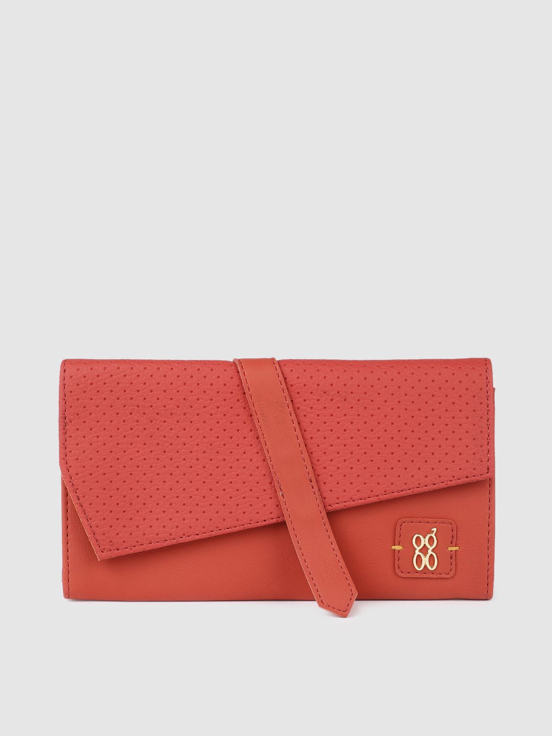 Baggit Women Red Solid Three Fold Wallet Price in India