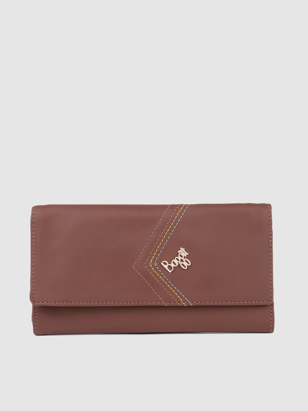 Baggit Women Brown Solid Three Fold Wallet Price in India