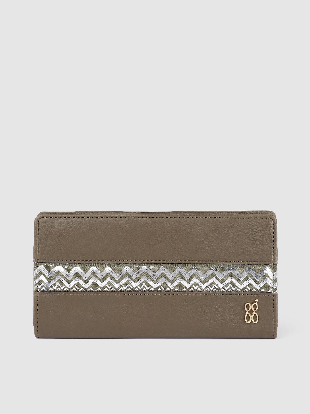 Baggit Women Olive Green & Silver-Toned Solid Two Fold Wallet Price in India