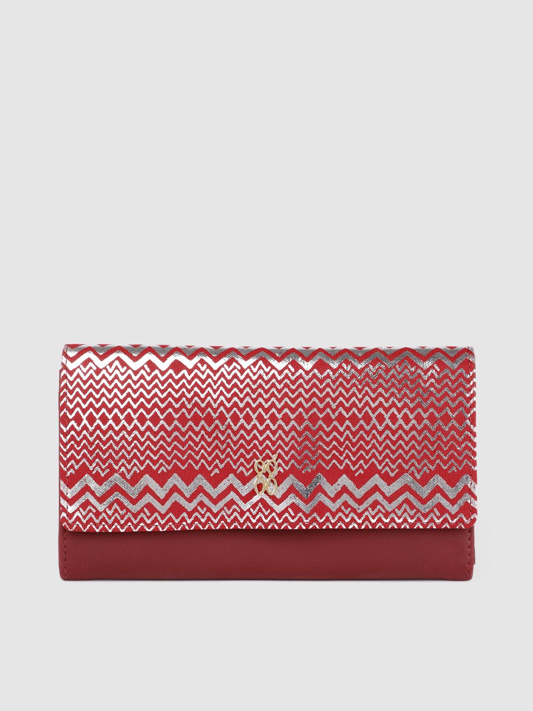 Baggit Women Red & Maroon Abstract Printed Three Fold Wallet Price in India