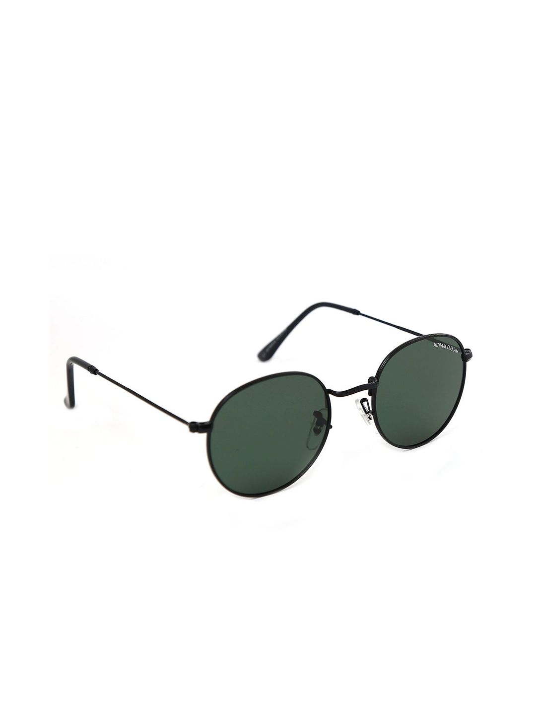 Micelo Martin Unisex Green Lens & Black Round Sunglasses with UV Protected Lens MM1004 C2