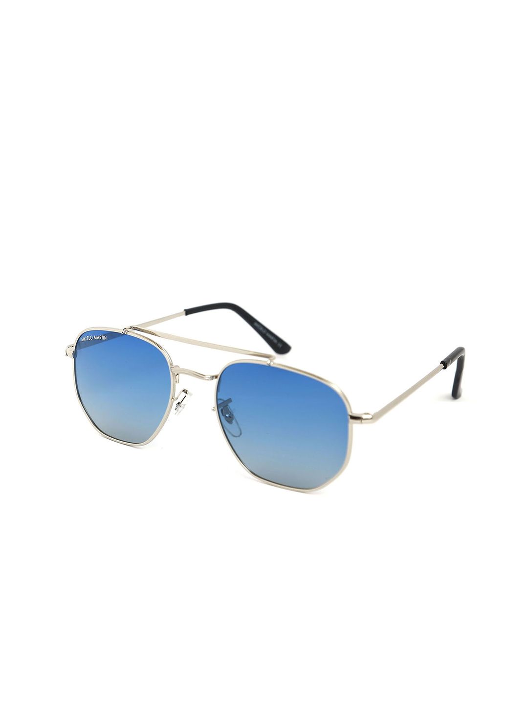 Micelo Martin Men Blue Lens & Silver-Toned UV Protected Aviator Sunglasses MM1005 C5