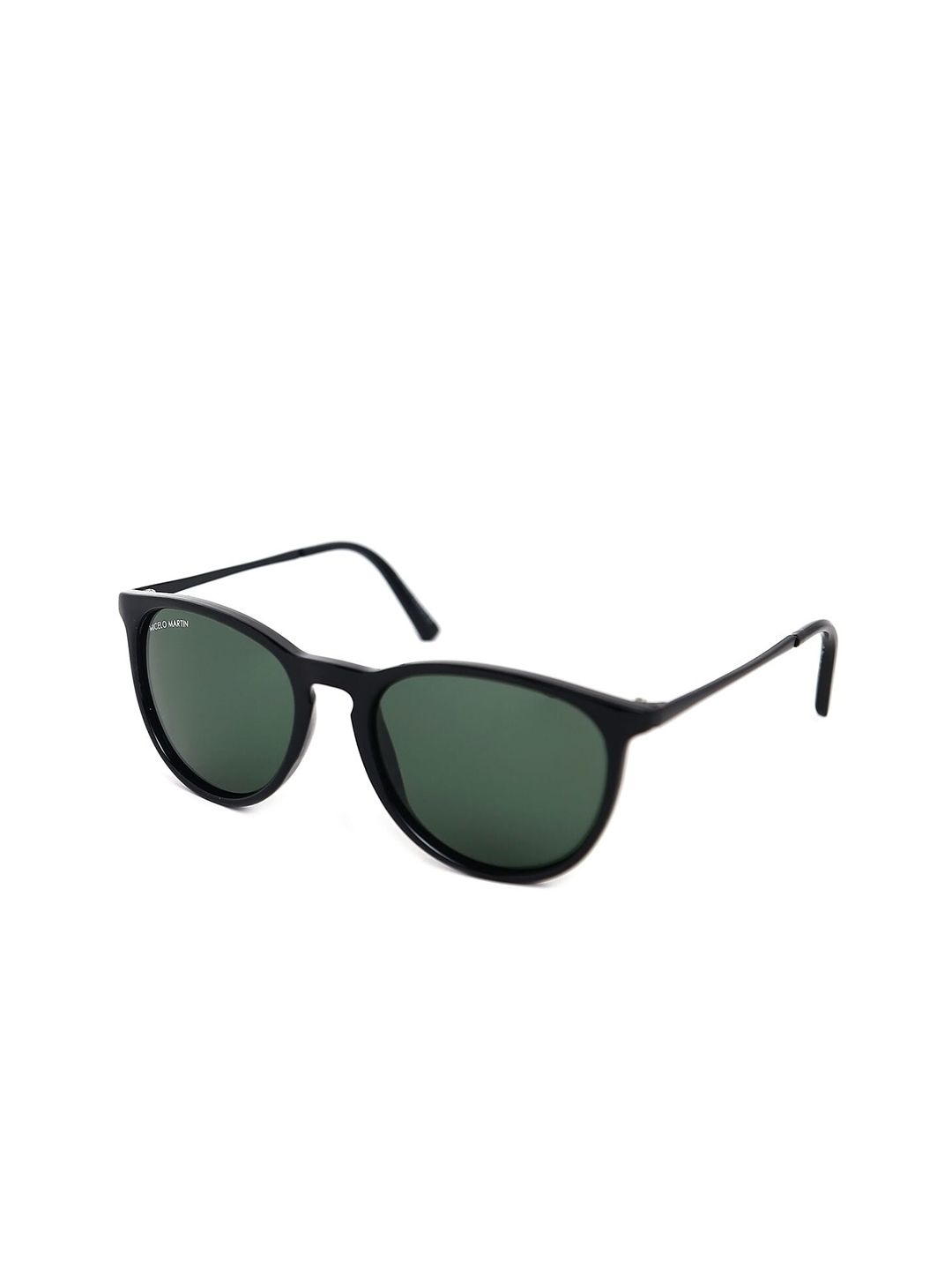 Micelo Martin Unisex Green Lens & Black Round Sunglasses with UV Protected Lens