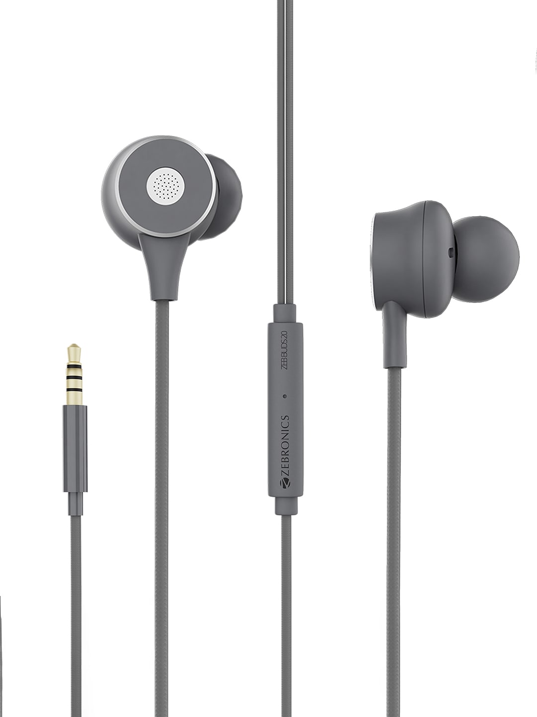 ZEBRONICS Zeb- Buds 20 Grey Solid In-Ear Wired Stereo Earphones Price in India