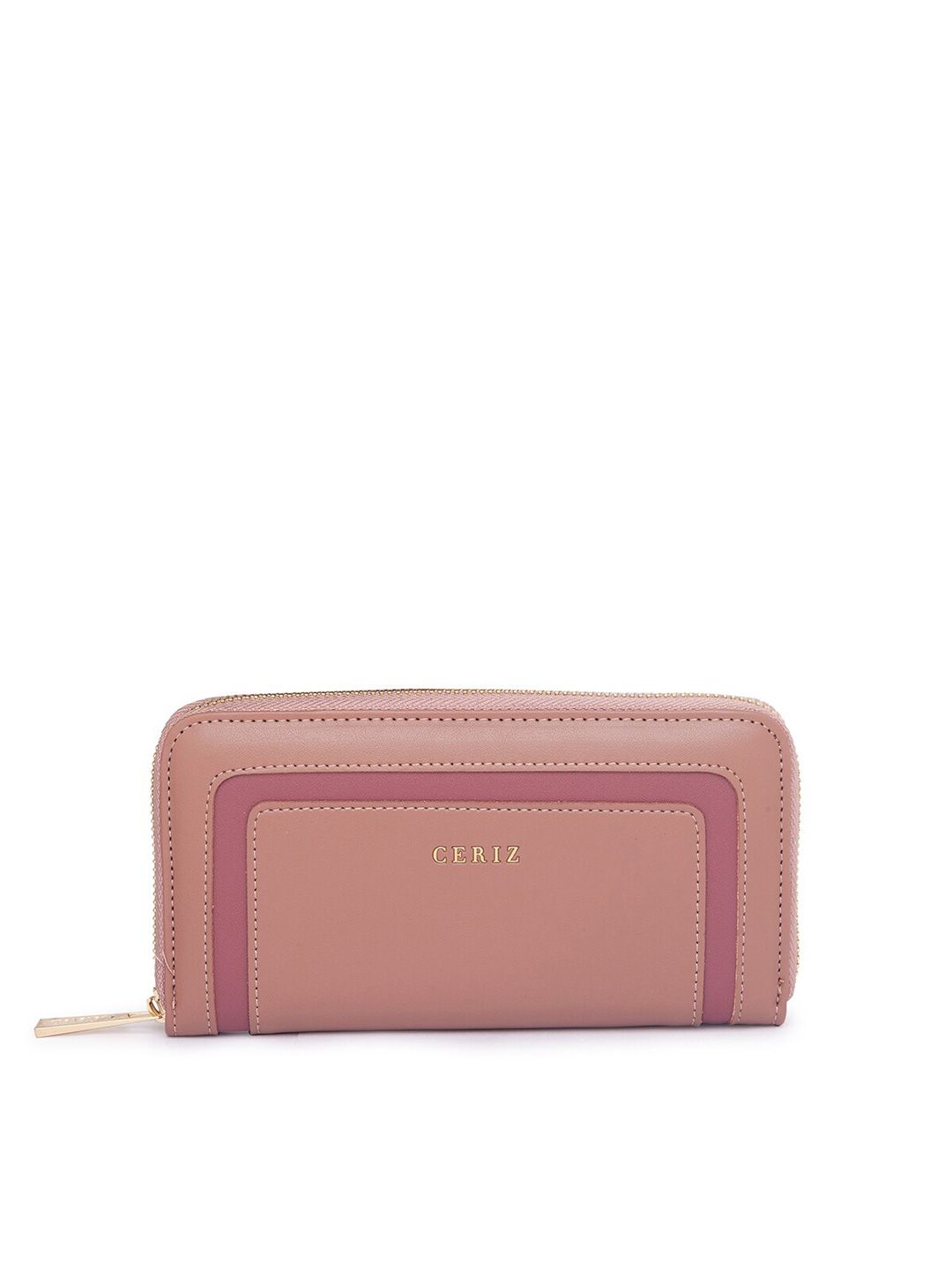 CERIZ Women Pink Textured PU Zip Around Wallet Price in India