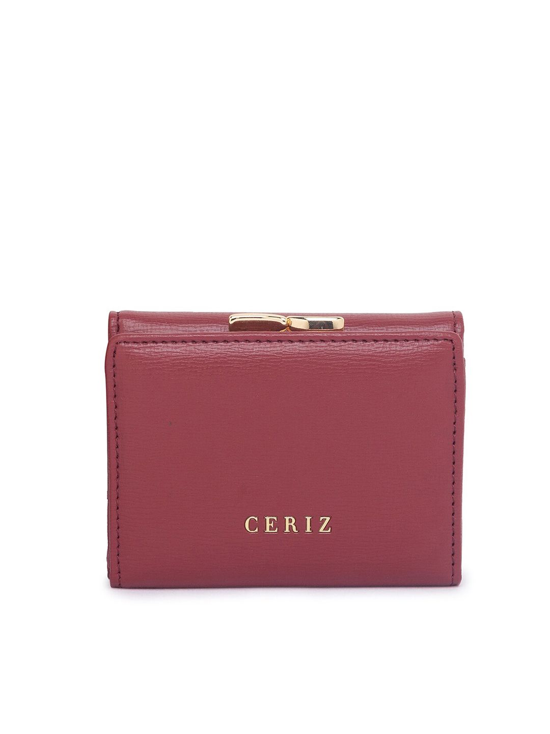 CERIZ Women Maroon Textured Envelope Wallet Price in India