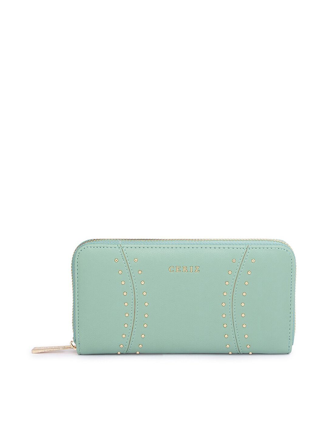 CERIZ Women Mint Green Textured Zip Around Wallet Price in India