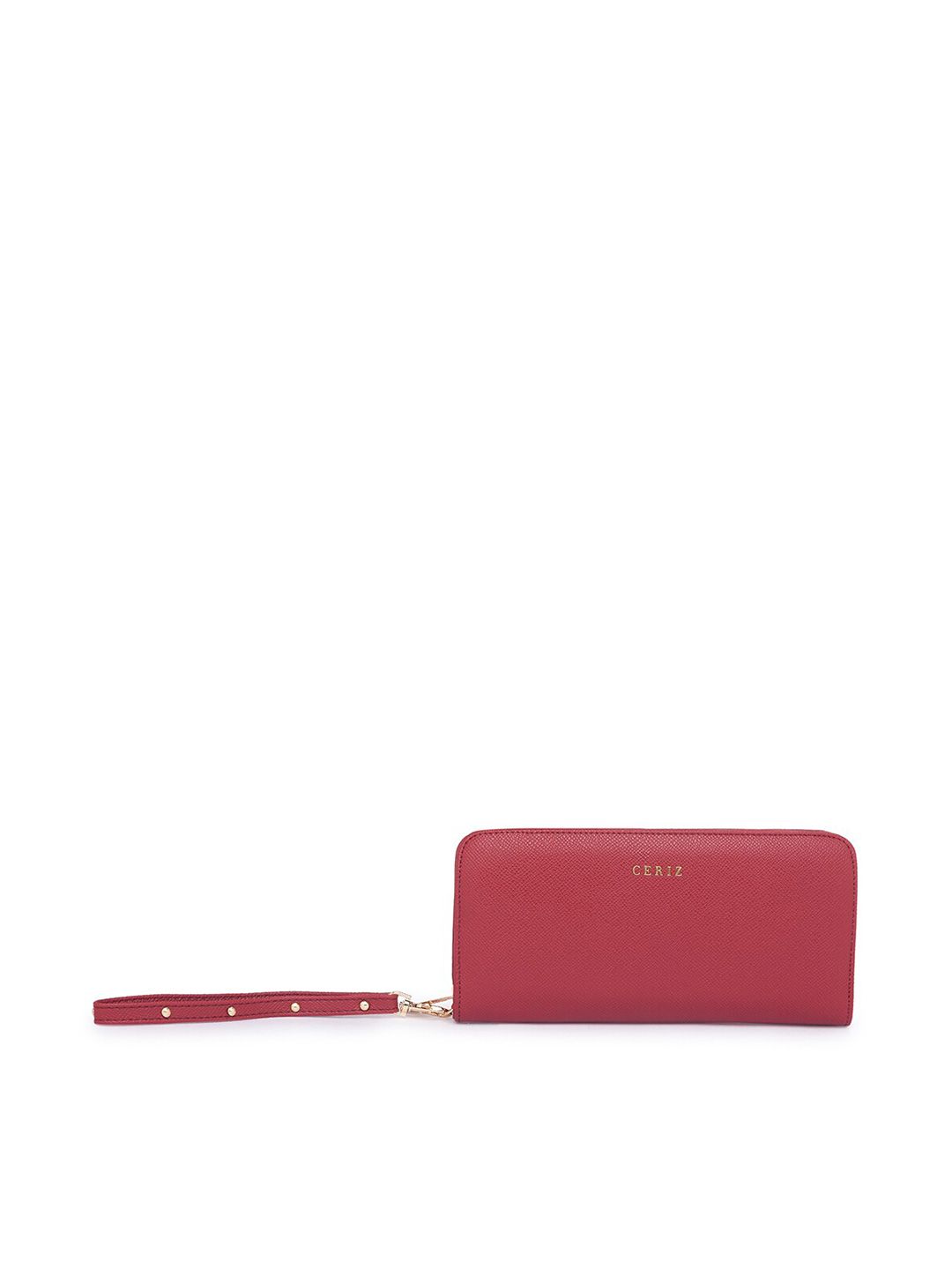 CERIZ Women Maroon Textured PU Zip Around Wallet Price in India