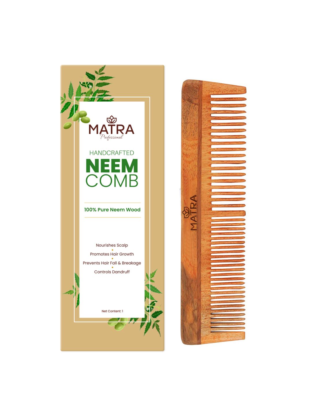 MATRA Professional Pure Neem Wood Comb with Fine and Wide Tooth Price in India