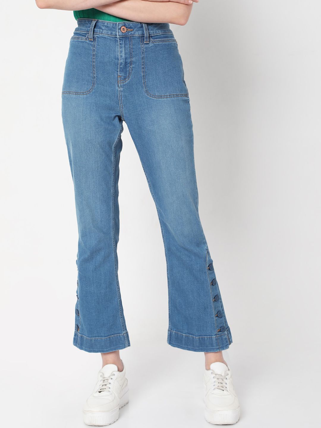 Vero Moda Women Blue Bootcut Light Fade Jeans Price in India